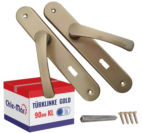 Chle-Mar Manilla para puerta con placa larga Oro / 90 mm/para llave