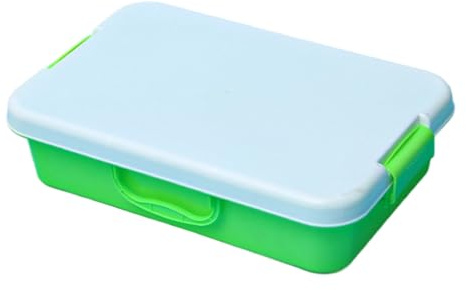 Plateaux à sable pour enfants - Boîtes de rangement empilables et étanches avec couvercle - Fournitures d'art sensoriel - Bleu et vert - Bac à sable