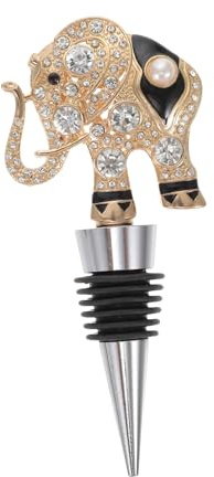 LIGIGWASH Creative Zinc Alloy Wine Bottle Stopper Rhinestone Elephant Design, Practical Decorative Bottle Stopper for Wine Preservation, Suitable for Parties and Home Use