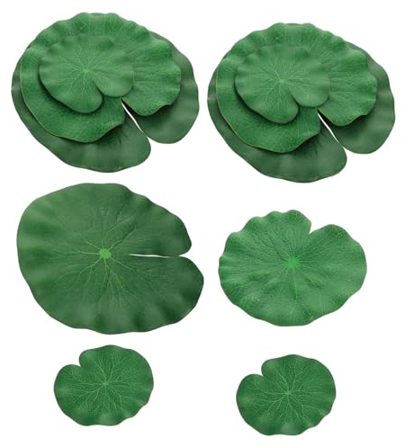 AKOOSY Feuilles De Lotus Flottantes Artificielles pour Bassin Et Aquarium Décoratifs, Lot de 10 Pièces, Feuillage en Mousse Résistante Aux Intempéries, Accessoires pour Bassins d'eau Et Fontaines