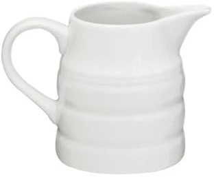 White Ceramic Milk Churn Jug 1 Pint – Classic Farmhouse Cream & Milk Server, Rustic Tableware for Tea, Coffee & Breakfast, Durable Gloss Finish, Dishwasher Safe, Ideal for Home & Café Use