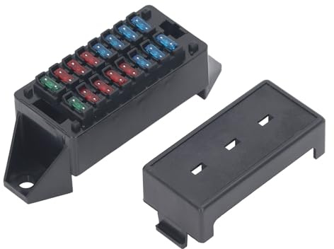 KIMISS Soporte de 16 Vías para Automóviles y Barcos, con Juego de 16 Fusibles y 32 Terminales