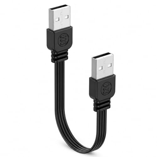 Flomiara USB 2.0 Male to Male Cable, 10cm Flat Silicone USB-A to USB-A Straight Cable, Short Data and Power Cable for Hard Drive, TV Box, HDD SSD Case, DVD, Webcam, Laptop Cooler (Straight, 30cm)