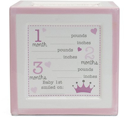 Child to Cherish New Baby Keepsake Piggy Bank, A Block to Grow On, Pink