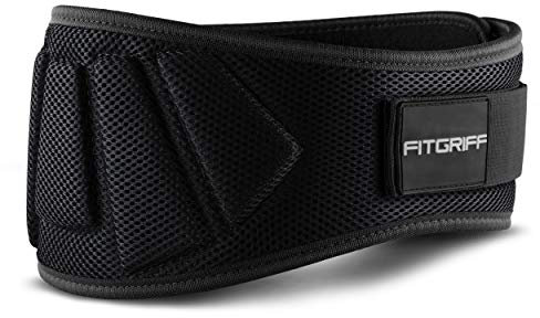 FITGRIFF® Gewichthebergürtel V1 - Fitness-Gürtel für Bodybuilding, Krafttraining, Gewichtheben - Trainingsgürtel für Damen und Herren (Schwarz, 81cm - 88cm Bauchumfang (Medium))