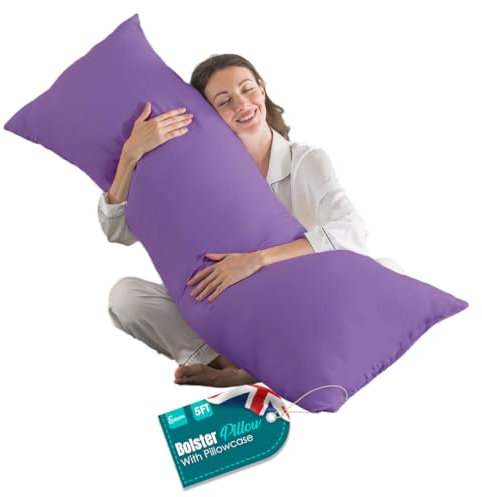 EGYPTO Living Orthopaedic 5ft Bolster Pillow (19”x60”) – Hypoallergenic Long Pillow – Soft & Breathable Full Body pillow with Lilac Pillowcase