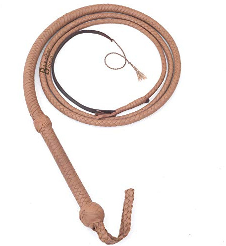 LeatherBond Indiana Jones Style - Frustino in Vera Pelle Bovina, 2,4 m, 8 trecce, Colore: Marrone Chiaro