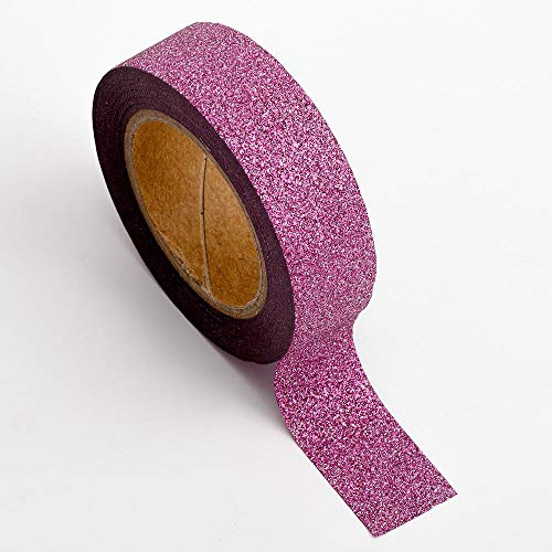 Italian Options Rose Pink Glitter Washi Adhesive Tape (15mm x 10 Metre)