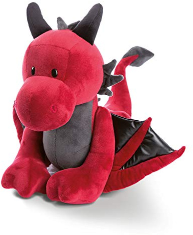 NICI 46716 Kuscheltier Drache Eldor 45cm stehend – Plüschtier für Mädchen, Jungen & Babys – Flauschiges Stofftier zum Spielen, Sammeln & Kuscheln – Gemütliches Schmusetier, ROT/SCHWARZ, 45 cm