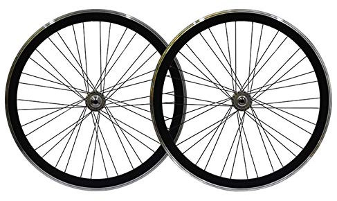 ZFF 700C Fahrrad Mit Festem Gang Radsatz 40mm Fixie Fahrrad Vorderrad Und Hinterrad Räder Aluminiumlegierung V Bremse Rückwärtsfahren Rückwärtsbremse (Color : Black)