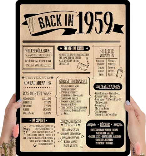 67 Geburtstag, Alte Zeitung Holzbild - Back in 1959 Vintage - personalisierbar zum Hinstellen/Aufhängen opt. beleuchtet, 67ter Geburtstag, 67 Geburtstag Frau & Mann, Jahr 1959 - persönliches Geschenk