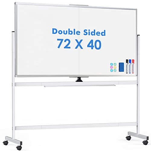 Large Rolling Whiteboard on Wheels 72 x 40 Aluminum Frame