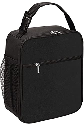 Lunch Bag for Men & Women, Insulated Lunch Bag for Boys Girls, Leakproof Portable kids Lunch Box With Bottle Holder And Clip On Handle, Keep Food Fresh And Warm For Work, School, Outdoor (Black)