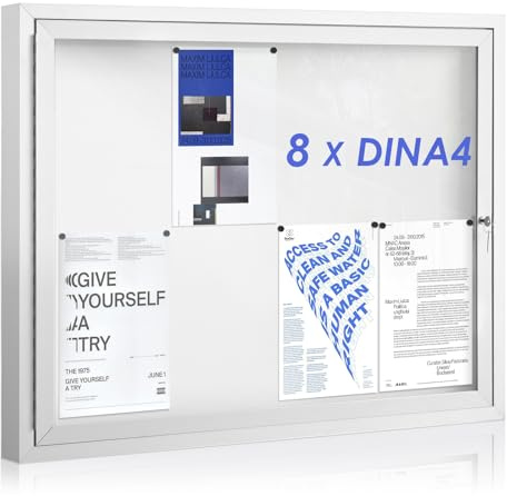 Swansea Panneau affichage exterieur 8 x A4, verrouillable, résistante aux intempéries, vitrine affichage extérieur, verre acrylique 95 x 71 cm, pour bureaux, campings, hôtels et restaurants