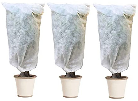 Large Frost Protection Winter Fleece Jacket Cover Bag Protect Plant Tree Shrub White H125cm x W80cm (Pack of 3 Large)