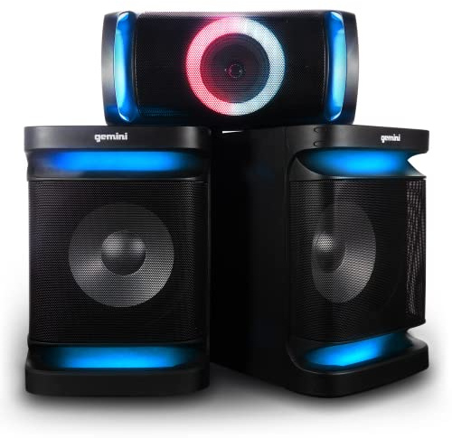 Gemini Bluetooth Stereo System for Home – 150W RMS Power Dual 12” Subwoofers, FM Radio, LED Lights, USB, AUX, Optical Input – Ultimate Home Stereo Shelf System for Parties & Karaoke (GSYS-4800)