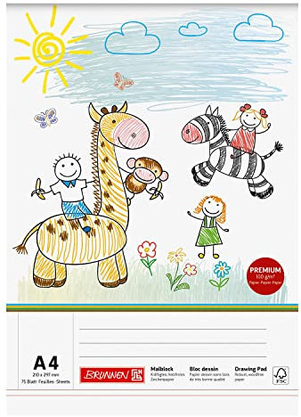 PARTY DISCOUNT NEU BRUNNEN Malblock DIN A4, 100g, 75 Blatt, kopfverleimt FSC