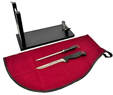NERTHUS Fixed Wood Ham Holder + Bordeaux Ham Cover + Hand Sharpener + Ham Knife