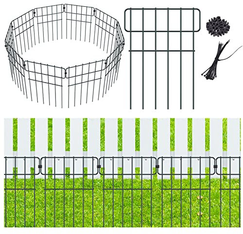 SZMDLX Gartenzaun 10 Stücke Metall Steckzaun,Dekoration Gitterzaun für Garten Total 330CM(L) x 43CM(H), Dekorative Zaun Hundezaun Tierbarriere, für Kaninchen, Hund, Hof