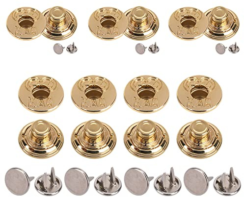 WedDecor KAM Jeans-Knöpfe, 17 mm Ersatz-Jeans-Knöpfe, kein Nähen, Knopfverschluss mit Nieten auf der Rückseite, für Denim, Jeans, Jacken, Kleidungsreparatur, Legierung, Gold, 10 Stück