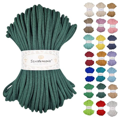 Cordoncino di cotone 9 mm, 50 m, diversi colori, filato di cotone, filo di cotone intrecciato da 9 mm con nucleo, cordoncino macramè, cordoncino per uncinetto, cordoncino da 9 mm,