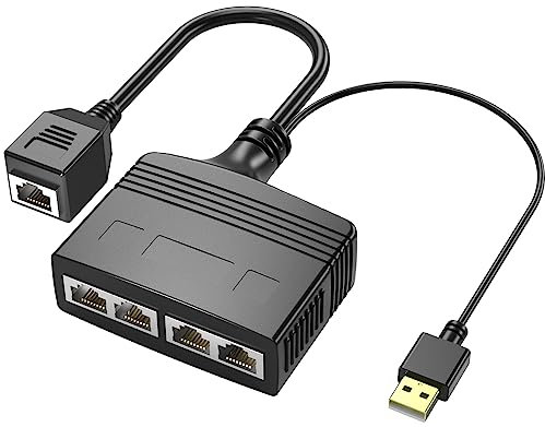 RIIEYOCA1 to 4 Port RJ45 Ethernet Splitter Adapter,8 Core 100Mbps High Speed LAN Network Splitter for Cat5, Cat5e, Cat6, Cat7,Cat8 (female)