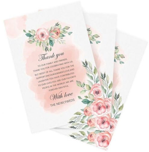 50pcs Florale Dankeskarten Designer Danke Notizen Für Hochzeit. Danke Karten Babyparty Esstischkarten