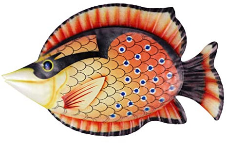 Metallfisch Wanddeko aus Eisen, Kreative Cartoon Fischkunst für Zuhause