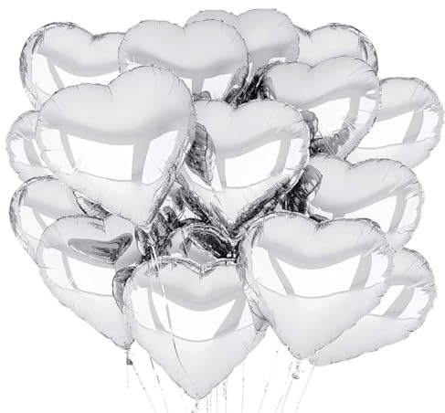 Herz Folienballon Silber 30 Stück，Herzballons Hochzeit Silber,Herz Helium Luftballons,Herzluftballons für Party,Geburtstag,Valentinstag, Hochzeit, Verlobung,Muttertag（Silber）