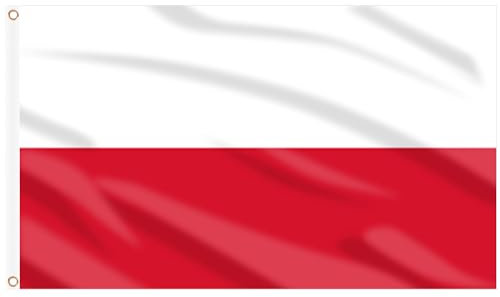 AhfuLife Bandera de Polonia 90cm x 150cm, 2 Piezas Bandera Polacos con Agujeros de Latón en Ambos Lados, Decoración de 2025 Día Nacional Jardin Callejeras Escuela Barra Fiesta