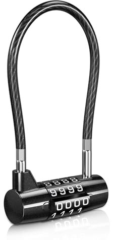 ORIA Lucchetto a Combinazione a 4 Cifre, Lucchetto di Sicurezza Lungo, Lucchetto con Numero in Cavo d'Acciaio Ripristinabile per Scuola, Bagagli, Valigia, Armadietto, Bicicletta, Recinzione
