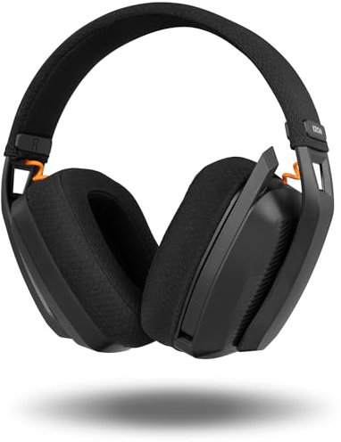 KROM Kanji - Casque sans Fil, Bluetooth 5.3, 2.4Ghz ou Connexion USB, Haut-parleurs de 40 mm, contrôle du Volume et Microphone intégrés, Bandeau réglable et léger, Noir