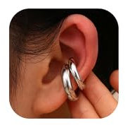 Dochais Ear Cuff für Damen-CZ Fake Helix Knorpel Ohrringe Fake Piercing Ohrmanschette Ohrringe 14K Gold Clip Ohrklemme silber Gold Funkelnde RundeHuggie Ohrringe Ohne Ohrloch