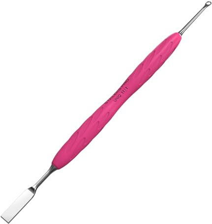 Staleks Pro UNIQ 11 Gummy Pusher Type 1 – Silicone Handle – Straight Flat and Loop Ends – For Manicure and Pedicure