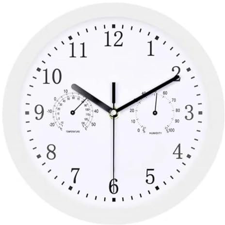 Generisch Große Outdoor Gartenuhr, 10 Zoll Wetterfest Uhr mit Thermometer und Hygrometer, Badezimmer Uhren Funk Wasserdicht, Wohnzimmer, Küche, Wanduhr Für Terrasse, Balkon, Garten