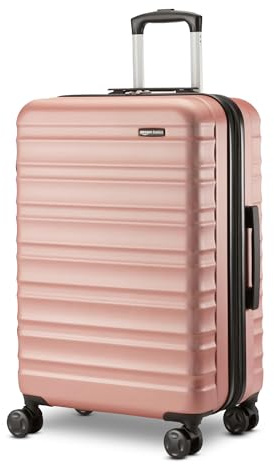 Amazon Basics 26 Hardside Medium Checked Luggage, Expandable Hardshell Suitcase with Telescoping Handle, Scratch-Resistant Surface, Four Multi-directional Wheels, Rose Gold