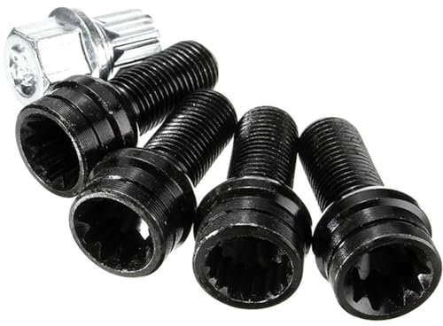 Amazleer 4Pcs Locking Wheel Nuts Set with Remover for Au-di A4 A6 VW Bora Golf Jetta Sagitar Magotan Beetle Passat, M14x1.5MM, Replacement Wheel Bolts Car Accessories 8D0601139F