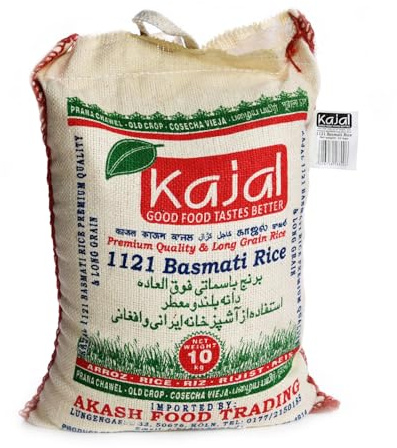Kajal Premium Basmati Reis 1 x 20kg – Langkörniger Spitzenreis, aromatisch und locker, ideal für traditionelle Gerichte, hochwertige Qualität, glutenfrei, vegan, reich an Nährstoffen