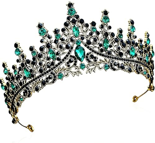 dcas Tiara Kristallkrone, Hochzeit Juwel Tiara Krone, Grüne Strass Krone