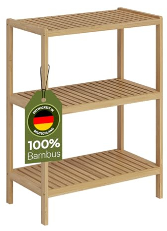 Bellamio Newa Bambus Badregal 80x60x33 cm, Natur, mit 3 Ablageflächen
