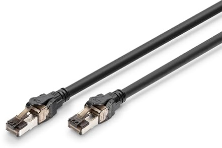 DIGITUS Cable LAN Cat 8.1 – 2 m – S/FTP apantallado – Negro | Cable de red de 40 Gbit/s – PoE++ – AWG 24/7 – LSZH – RJ45 – Compatible con Cat 6A y Cat 7