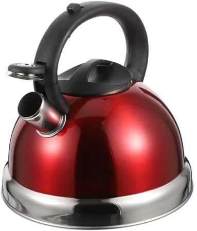 HOLIDYOYO 1pièce Bouilloire Sifflante Acier Inoxydable Théière Ergonomique Avec Sifflet Automatique Pour Cuisine Et Camping Rouge