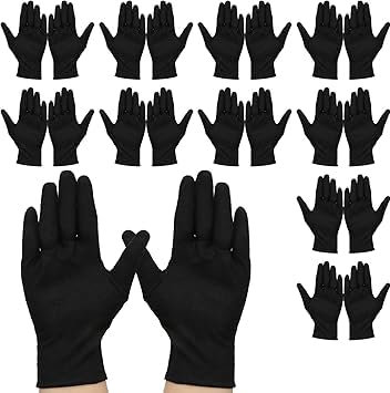 11 PaarSchwarze Baumwollhandschuhe Atmungsaktive Handschuhe Unterziehhandschuhe Motorrad Warme Handschuhe Elastische Wiederverwendbar Geeignet für Radfahrer Skifahrer und zur Schmuckprüfung