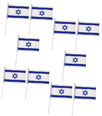Hemobllo 10pcs Drapeau D'israël Pliable en Polyester 14x21cm pour Décoration de Fêtes Extérieur Lavable Poignée pour Événement Sportif ou Célébration