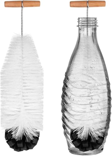 Neuytiky Spazzola per bottiglie – Setola di pulizia da 35 cm con setole dure e spugna morbida, ideale per bottiglie di vetro e plastica