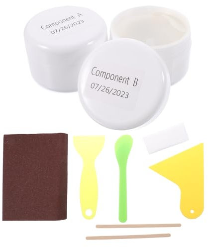 DIYEAH Kit di Riparazione Porcellana Bianco per Piastrelle e Lavandino Particelle di Cristallo e Resina Uv, Ripara Smalti e Superfici in Ceramica Miscela 1:1