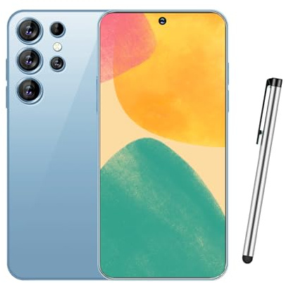 EKLART S23 Ultra mobile phone, 10-core, 7.3-inch perforated screen, Android 13, OTG function, dual SIM dual standby, electroplated glass back cover, all-in-one machine with stylus (Blue,512G)