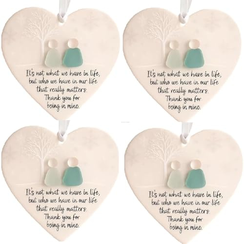 Heart Shaped Sea Glass Friendship Ornament, 4PCS Acrylic Sea Glass Art Christmas Tree Decoration, Timeless Friendship Heart Shaped Pendant Ornament, Sea-glass Art Hanging Pendant Decoration
