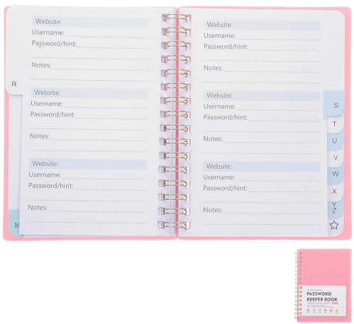 Lurrose Carnet de Mots de Passe A6 à Spirale, Petit Cahier Portable avec Onglets Alphabétiques Colorés, Organiseur Pratique pour Adresses Web, pour Seniors et Gestion Sécurisée des Codes,
