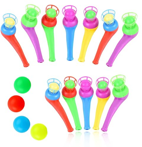 16 pezzi Balance Puste Game, Puste Ball Games, Floating Blow Pipe, giochi galleggianti, per compleanni, feste e attività scolastiche – Palline galleggianti per colori casuali